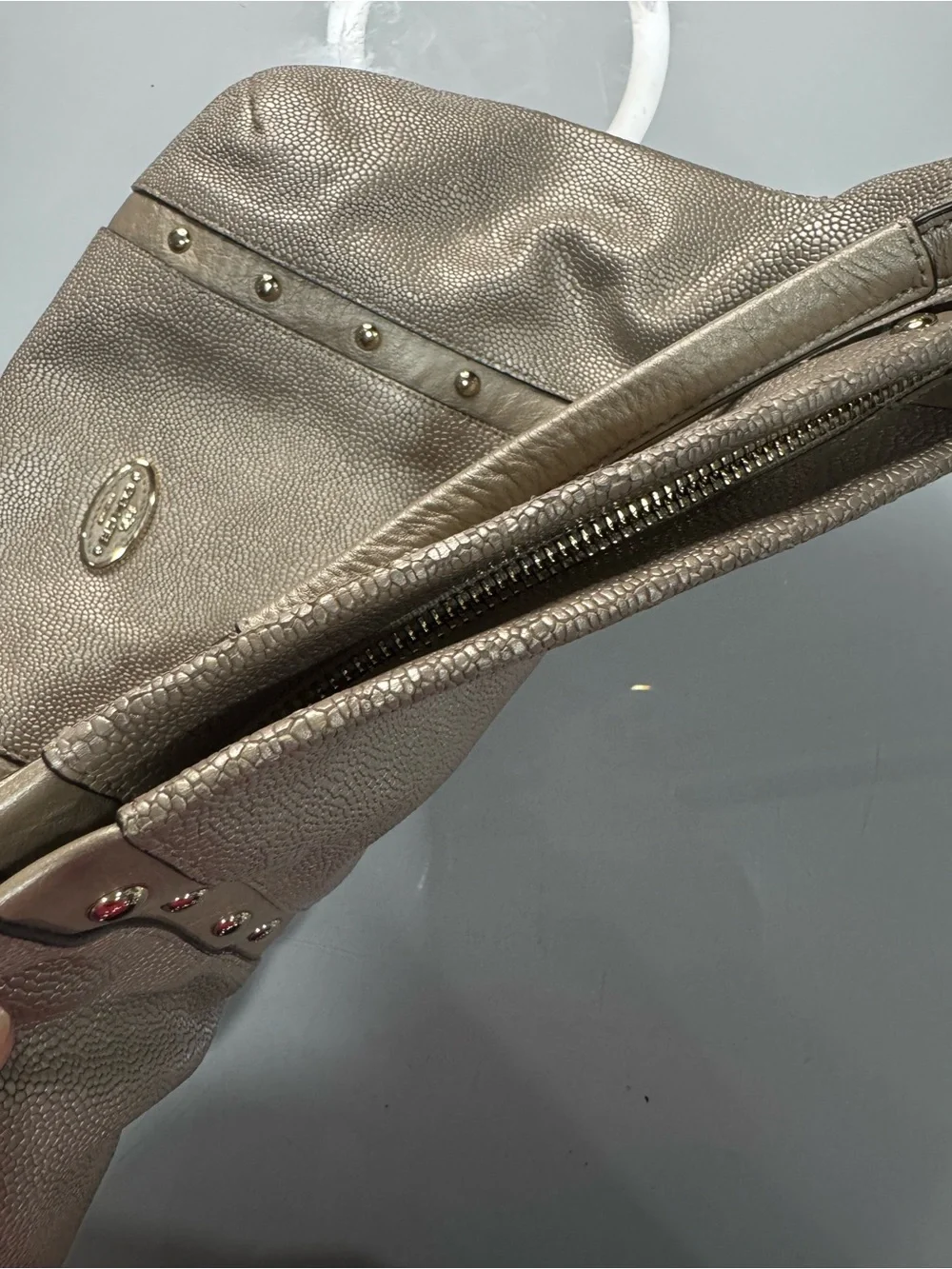 Coach Kelsey Metallic Pebbled Leather Shoulder Hobo